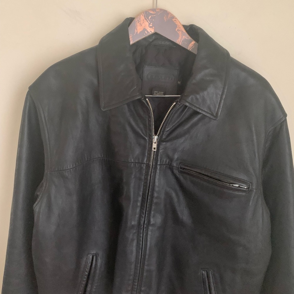 Coach black leather bomber biker moto jacket - Picture 2 of 7